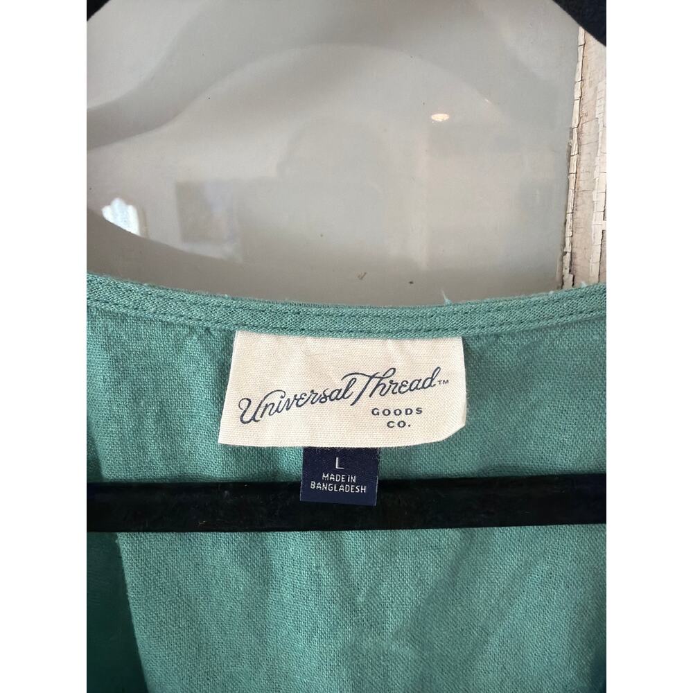 Universal Thread Size Large Green Linen Blend Dre… - image 2